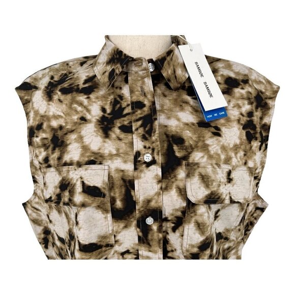 NWT SAMSOE SAMSOE SLEEVLESS OVERSIZED TEA SHIRT TOP - CAMO CLAY SIZE SMALL - Picture 4 of 7